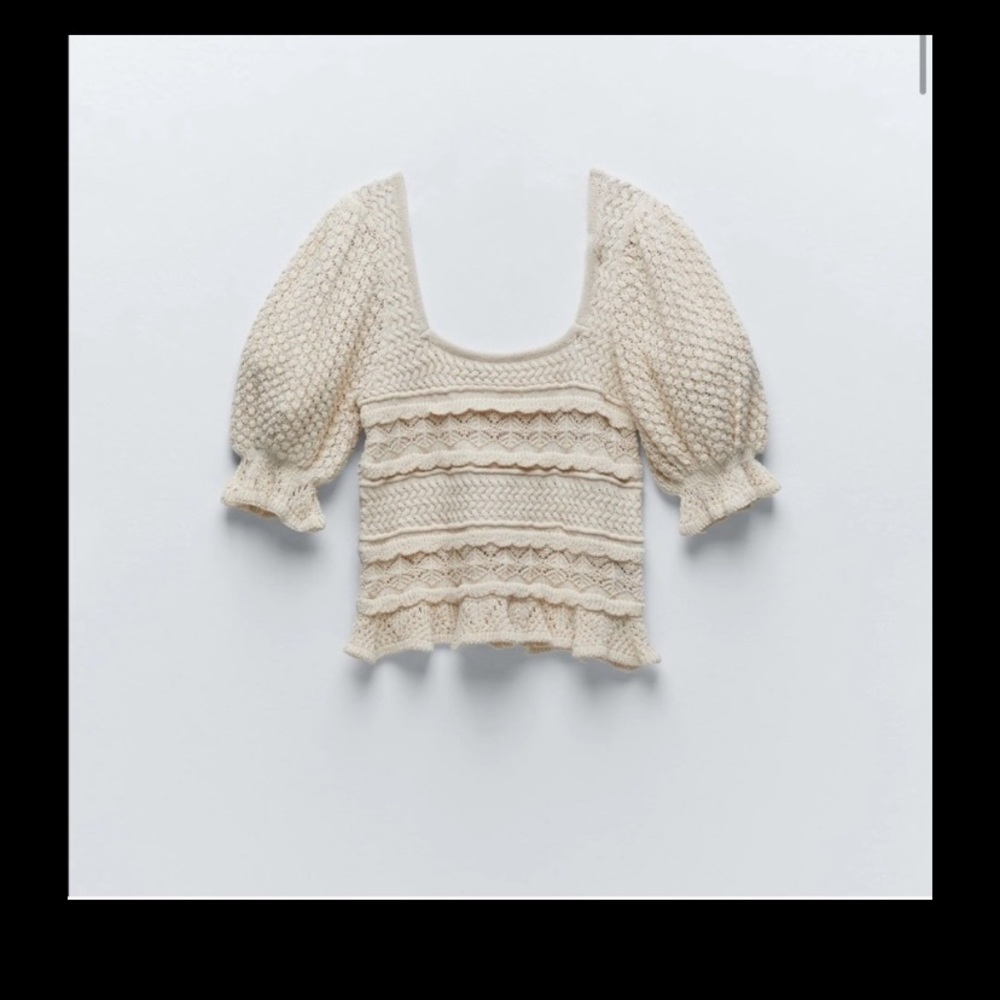 Zara Pointelle Knit Top